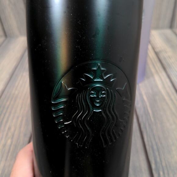 Starbucks 24 oz Tumblers Cold Cup Black Matte Stainless Steel Plastic Lot of 2 - Picture 2 of 13